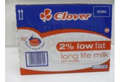 Clover Long Life Milk 2% Low Fat 6 x 1 Litre